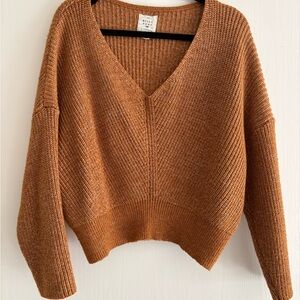 Billabong V-Neck Sweater in Warm Rust Brown